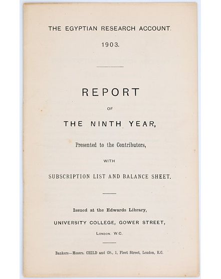 Report for the Ninth Year, Egyptian Research Account, 1903. From the Petrie Museum archive.