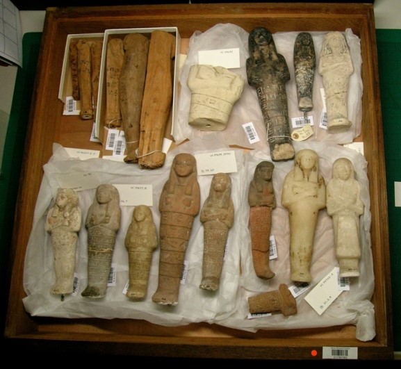 A selection of shabtis before being being restored.