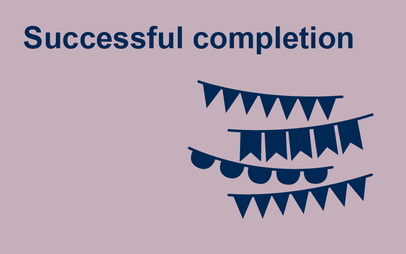 Decorative image of bunting with text displaying: Successful Completion