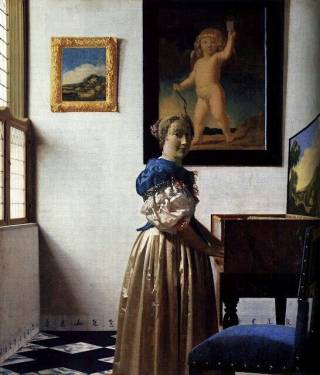 Vermeer, A Young Woman Standing at a Virginal (c.1670-72), courtesy of the National Gallery
