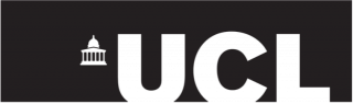 Black and white written logo for UCL
