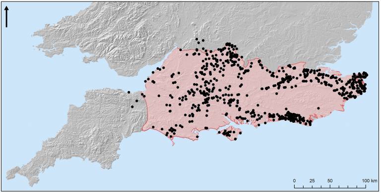 Map of early medieval burials in southern England