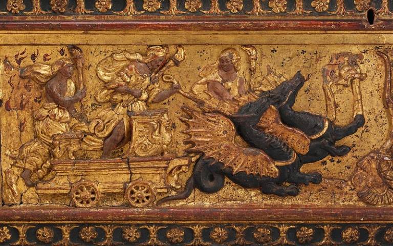 Detail from carved marriage chest