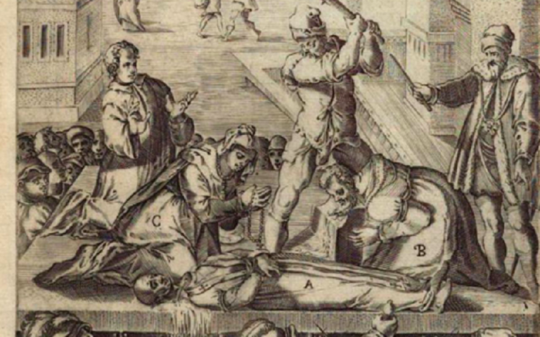 martyrdom of Thomas More and John Fisher from Giovanni Battista Cavalieri, Ecclesiae Anglicanae Trophaea