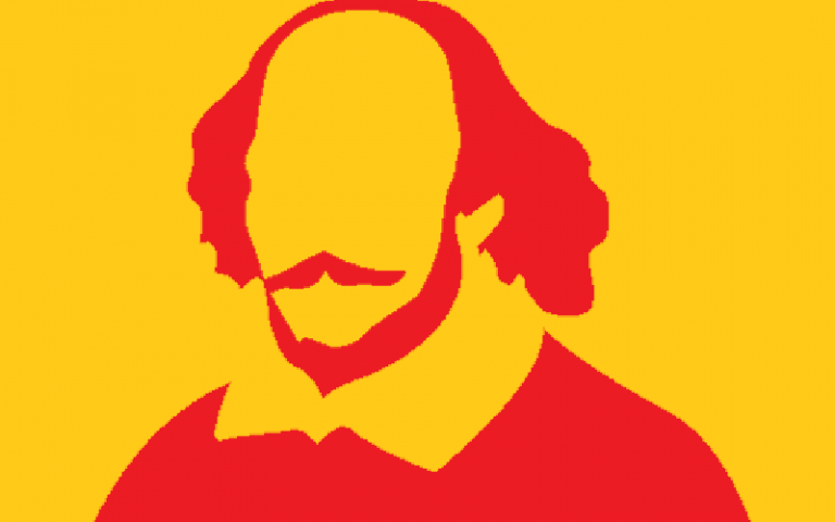 outline of Shakespeare in contrasting colours