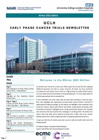 UCLH CRF Newsletter Winter 2021 Front Page 