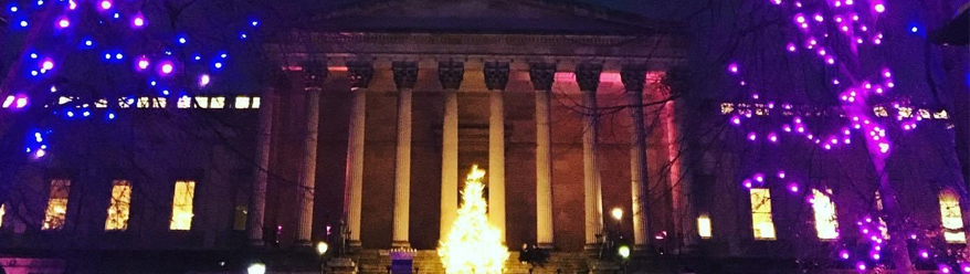 UCL Christmas view of the front Quad 2020