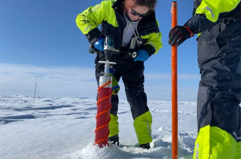 Drilling through the Arctic ice