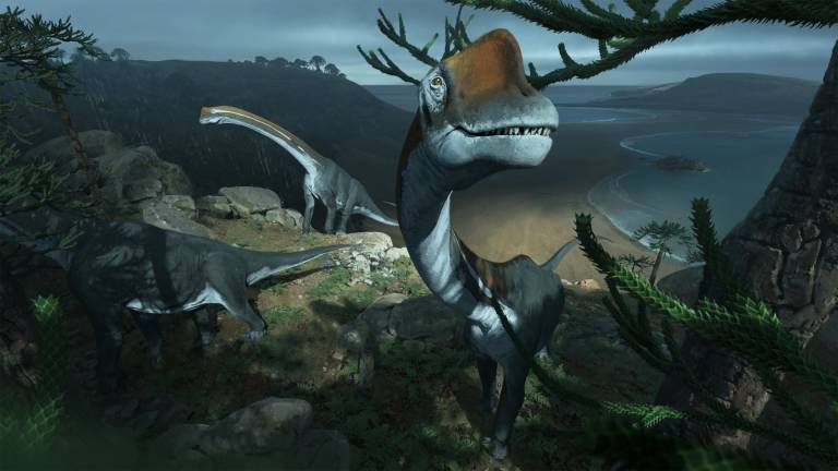 Vouivria damparisensis, a sauropod species I named from the Late Jurassic of France (artwork produced by Chase Stone