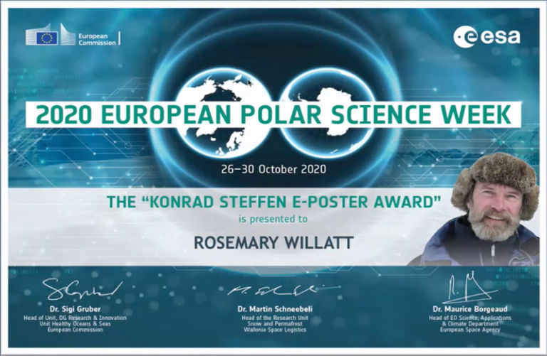 Dr Rosie Willatt Konrad Steffen Award