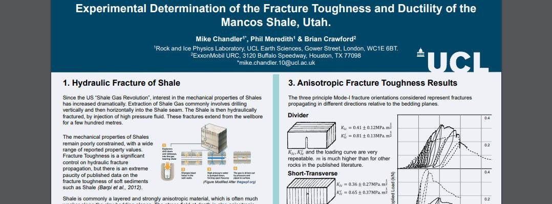 Experimental Determination of the Fracture Toughness and Brittleness of the Mancos Shale, Utah.