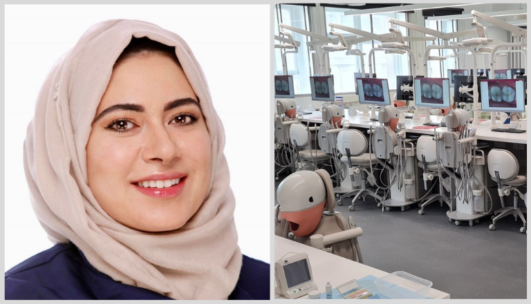 Zahraa, a Restorative Dental Practice MSc student, and a dental lab