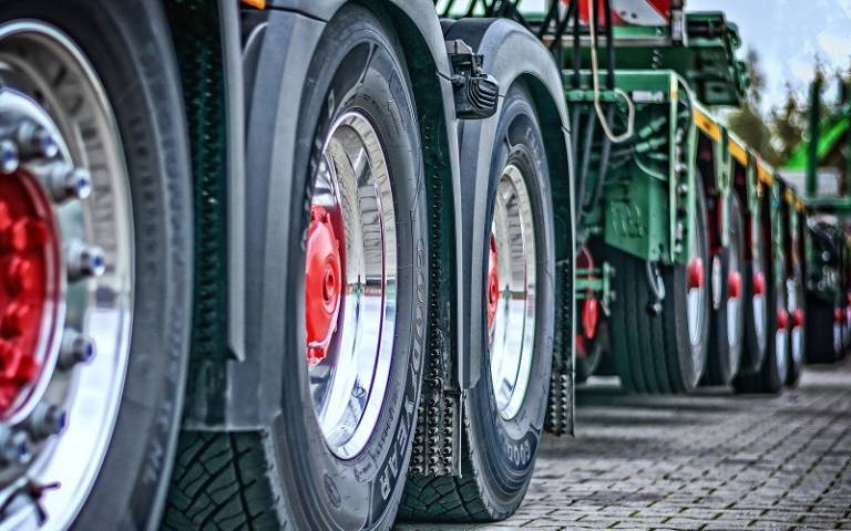 Close up image of lorry tyres 