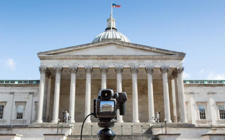 UCL quad with a camera in the foreground