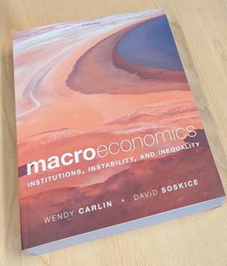 Image showing a copy of the macroeconomics book by wendy carlin and david soskice