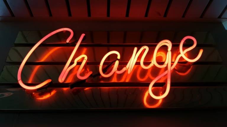 A Neon sign spelling out the word change