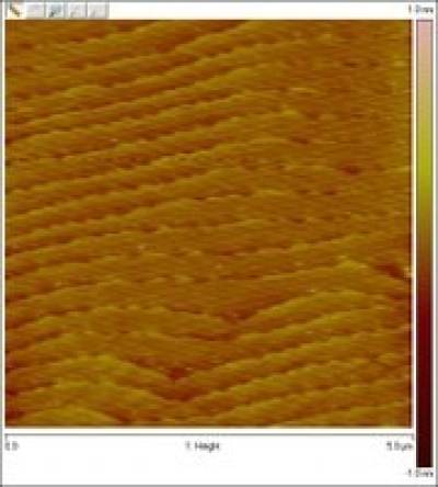 AFM images of very flat (RMS roughness: 0.77 nm) Si epilayers grown on Si substrate