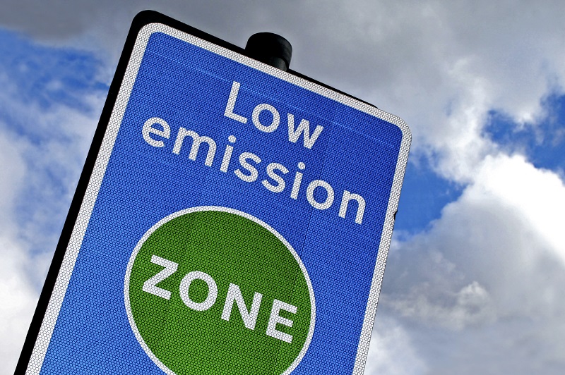An image of a sign marking London's Low emission zone