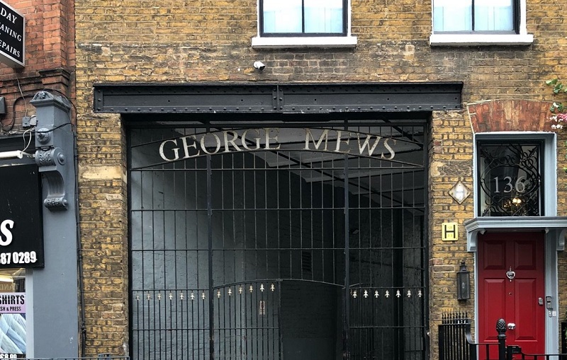A photo of the entrance to George Mews Estate in Camden
