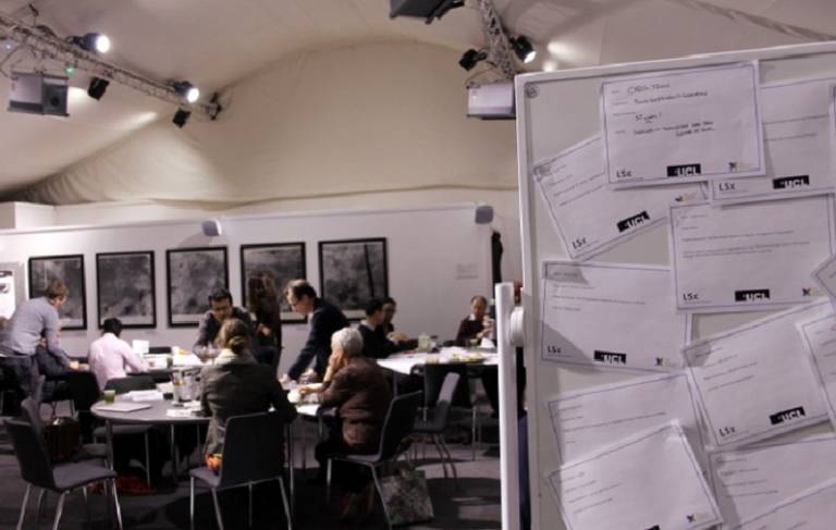 Participants at the EngEx Smart, Sustainable London community research forum mapping ideas