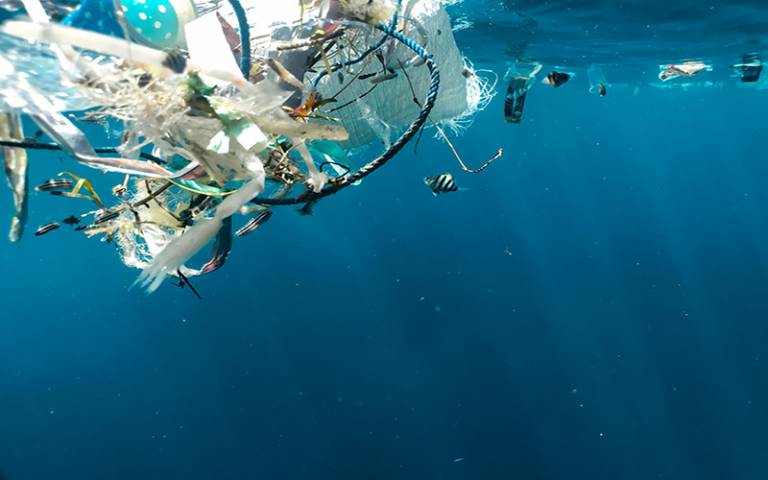 Plastic in the ocean.