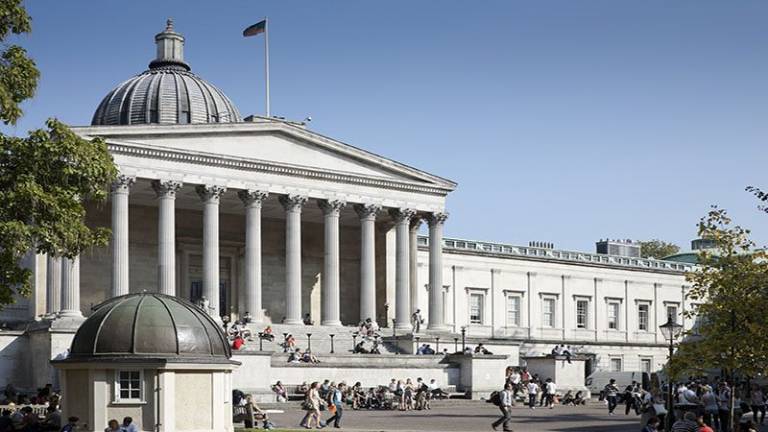 The UCL Portico, a neo-classical columned building. 