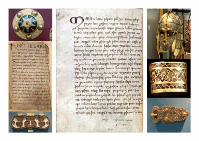 Old English manuscript and objects