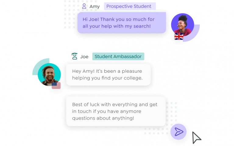 An online chat between a prospective student and a student ambassador