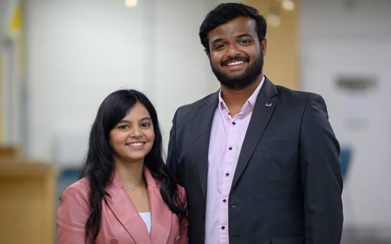 Sonakshi Senthil and Nikhit Anilbhai, co-founders of Your Cue