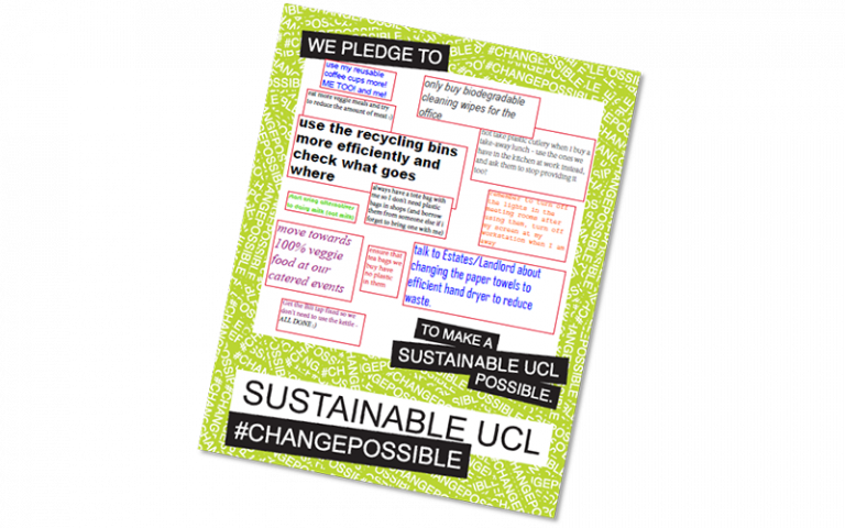 Pledges made by UCL Innovation & Enterprise staff on sustainability (details are in the story below)