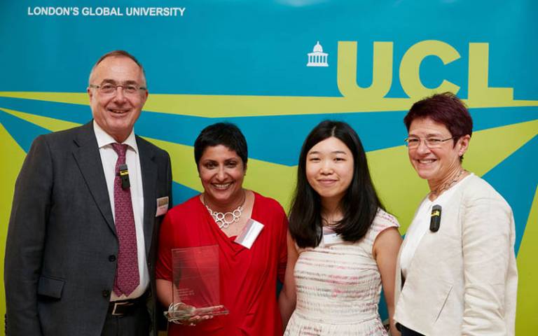 Professor Michael Arthur, Dr Manjula Patrick and Dr Celia Caulcott at the UCL Awards for Innovation and Enterprise 2019