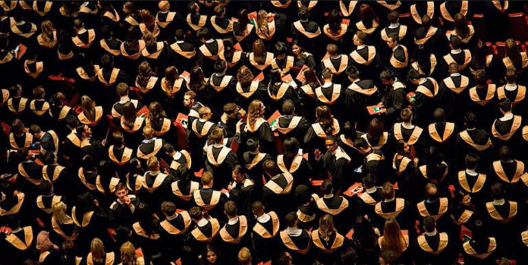 A large crowd of university graduates.