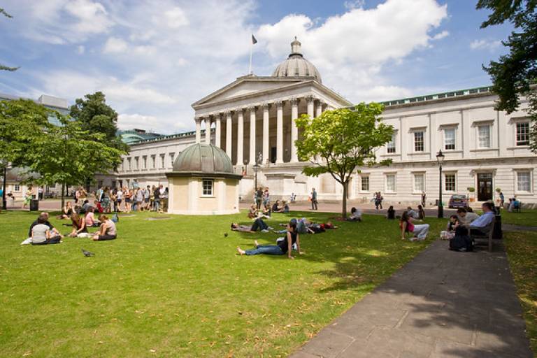 A photograph of the UCL quad in summer