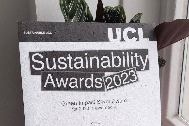Photograph of a sustainable UCL silver award