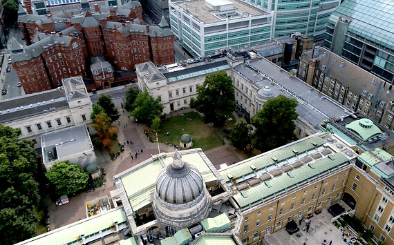 Aerial view of UCL main campus