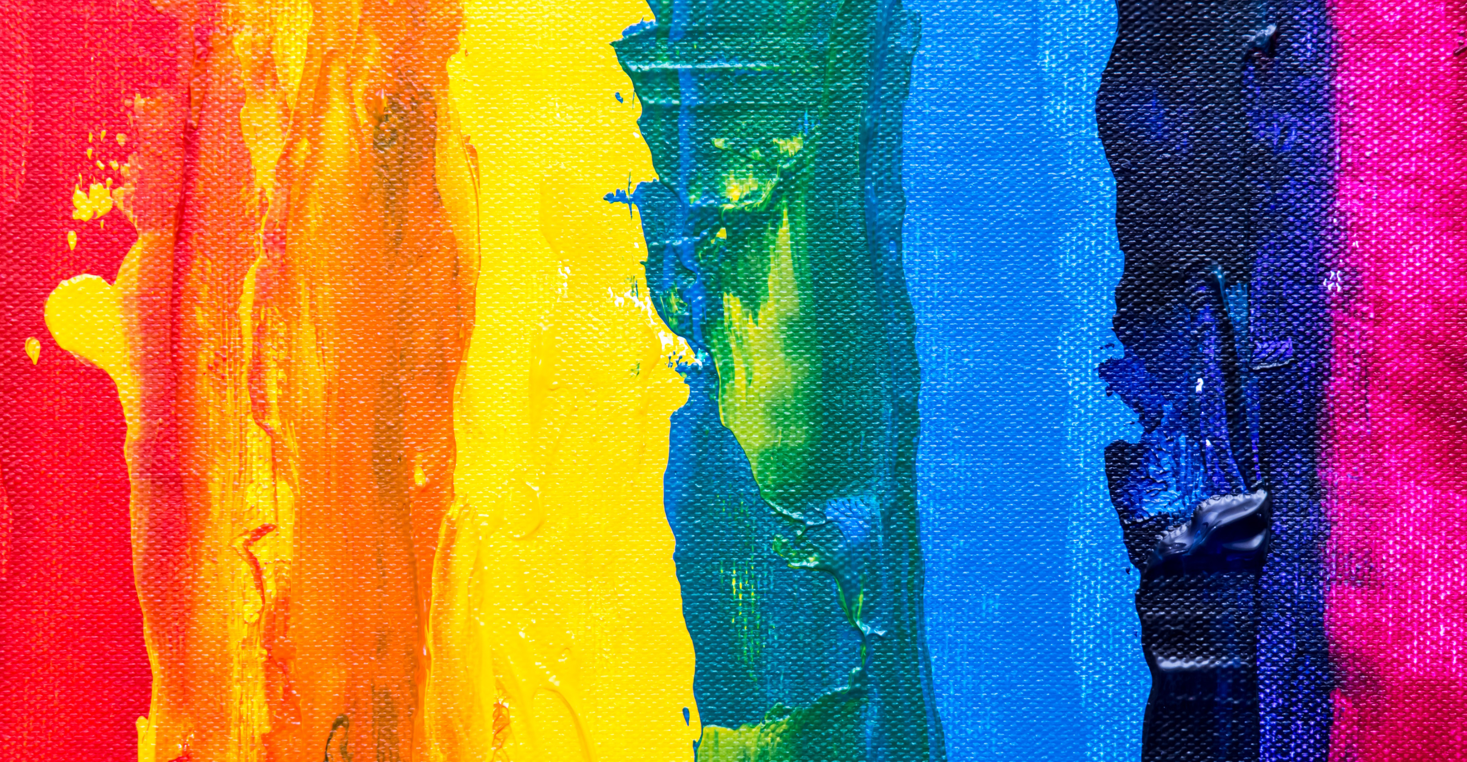 Vertical rainbow stripes in oil paint