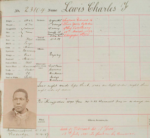 Charles Lewis Jr, prisoner record from Public Record Office Victoria