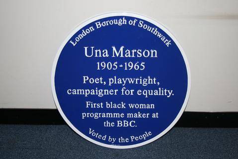 Una Marson's Blue Plaque. Image courtesy of Southwark Council