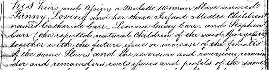 Slave purchase record for Leonora and her female family