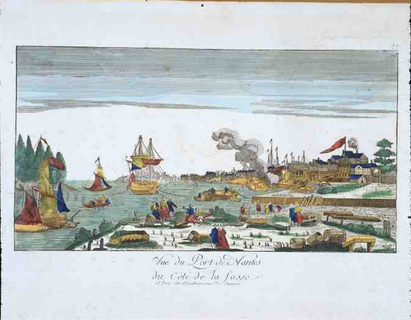 A view of the port of Nantes on the Fosse coast (print). End of eighteenth century.  Musée D'Histoire de Nantes