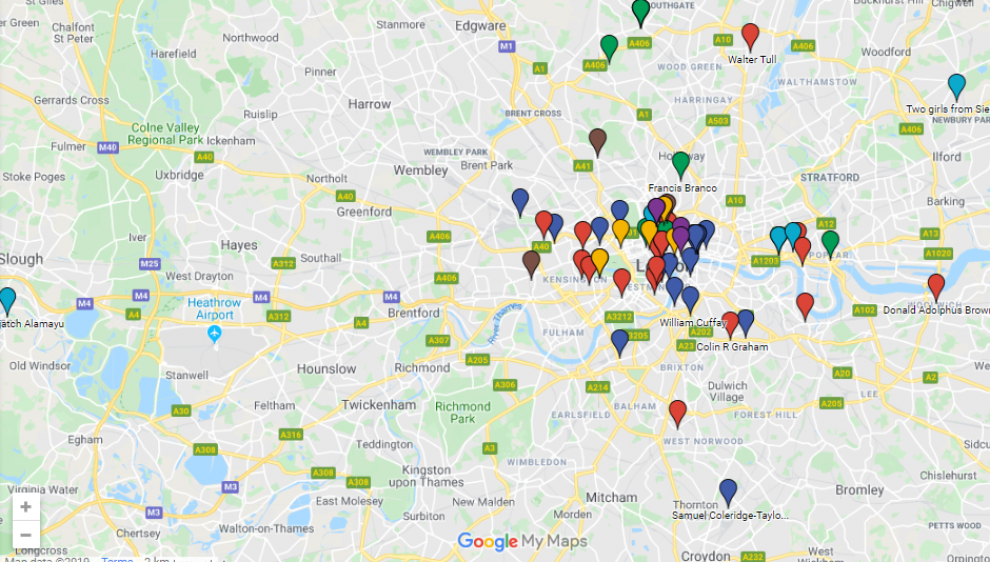 Black Londoners Map 1800 - 1900