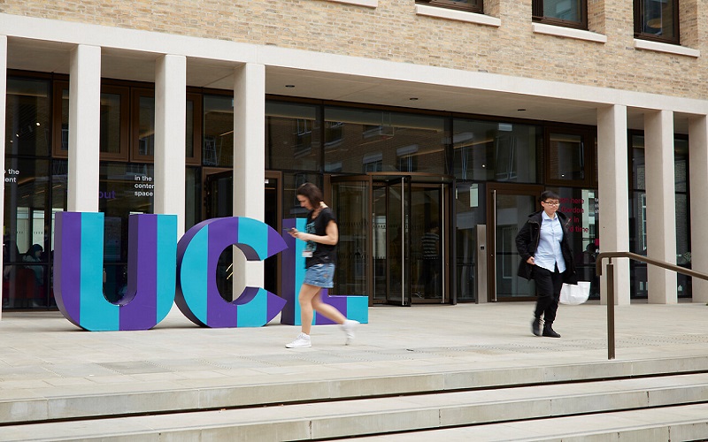 the letters 'U' 'C' 'L' in front of the Student Centre
