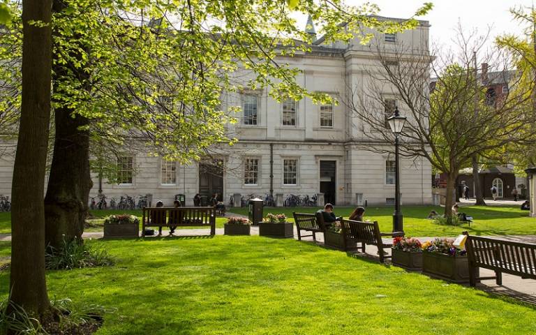 The front quad in bloom easter at UCL