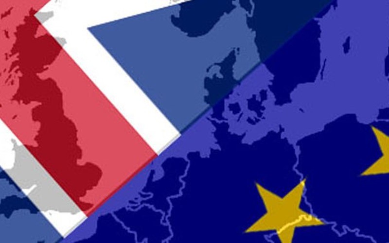 UK and EU flag together