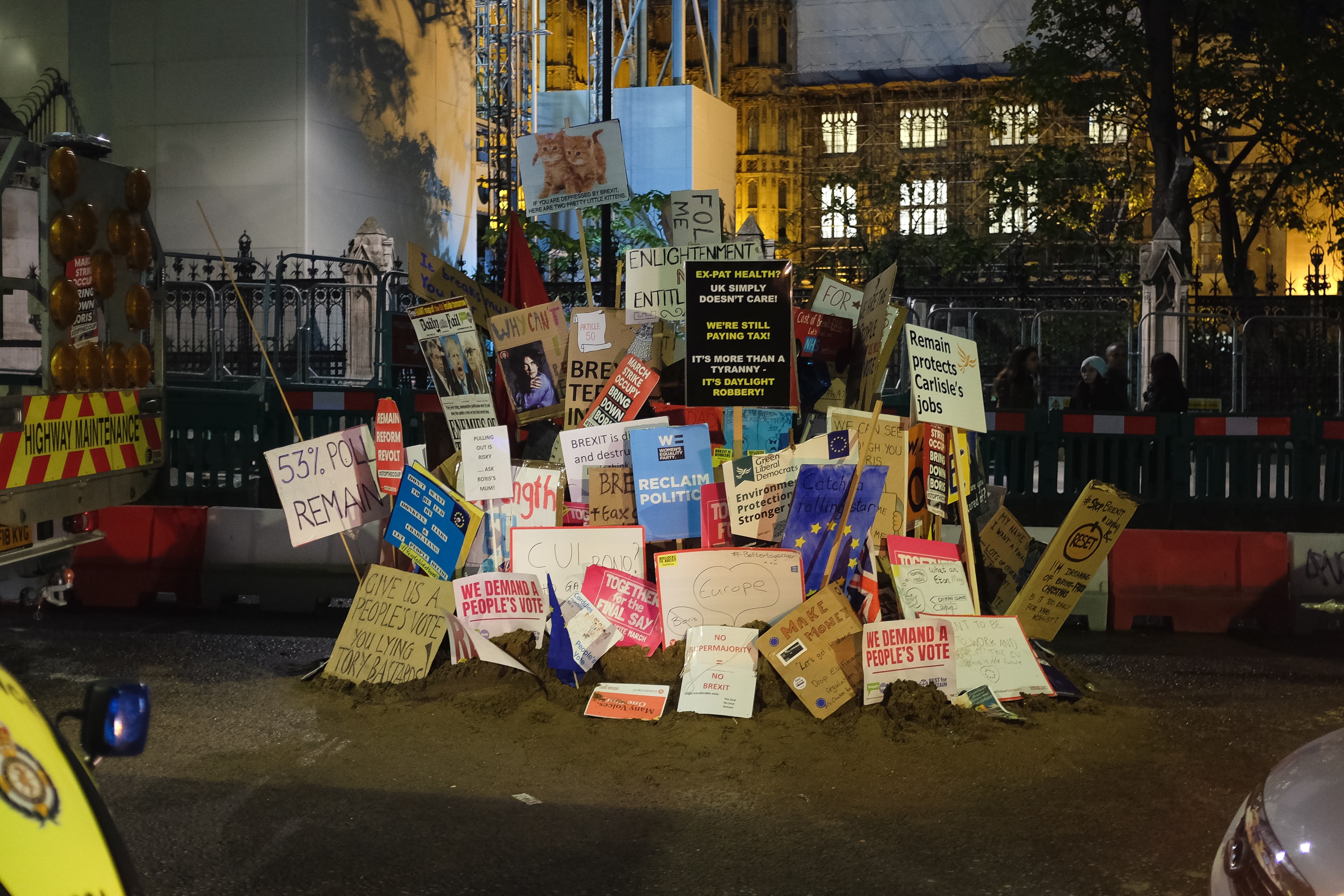 Image: Placards after an anti-Brexit demonstration, October 2019. Photo by Jannes Van den wouwer on Unsplash