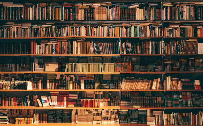 academic library shelves