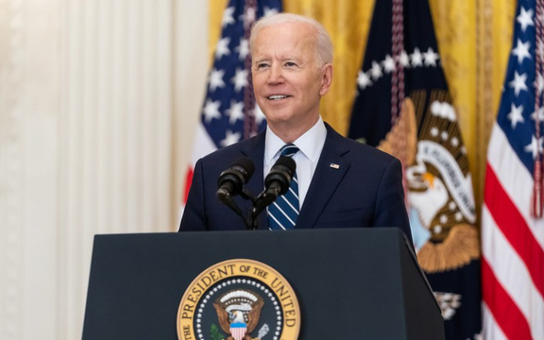 image of Joe Biden speaking from a lectern