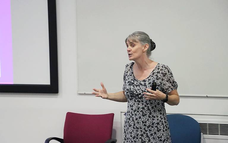 Professor Sarah Holloway (Loughborough University) giving the inaugural Claire Dwyer Lecture