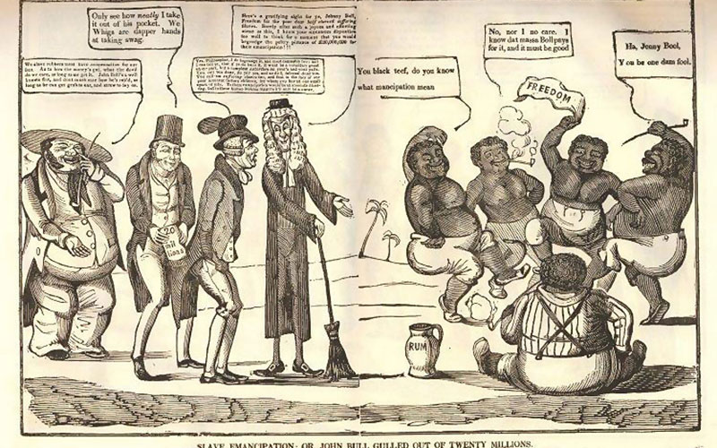 Image from the cartoon 'Slave Emancipation; Or, John Bull Gulled Out Of Twenty Millions'.