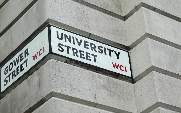 Gower Street and University Street signage.
